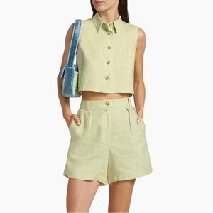 Hevron Ella pleated linen shorts